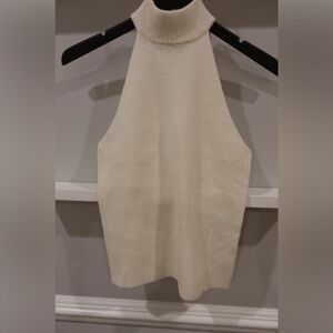 Anine Bing - Kylin Ribbed Mock Neck top - Cream - Size: XS